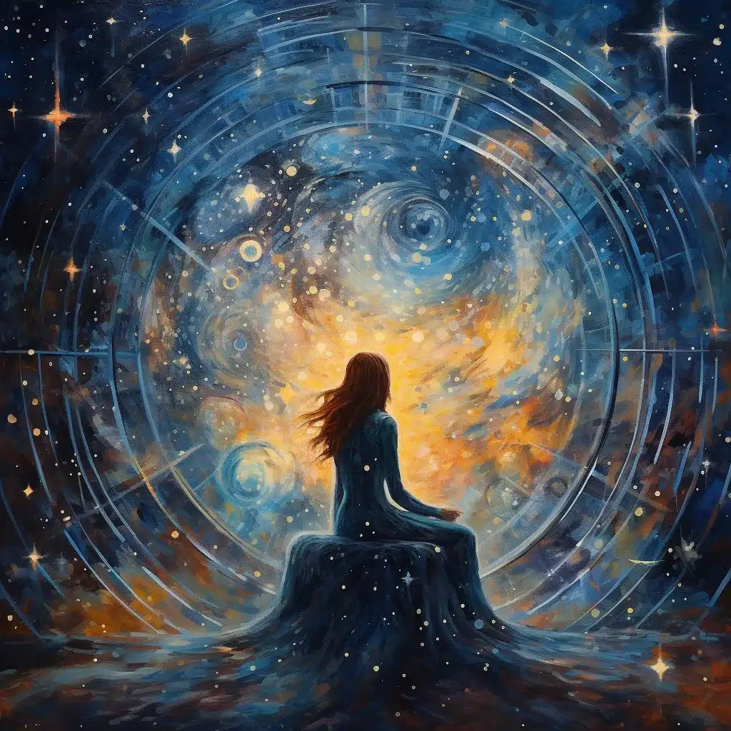 Astrology: Woman looking at the universe