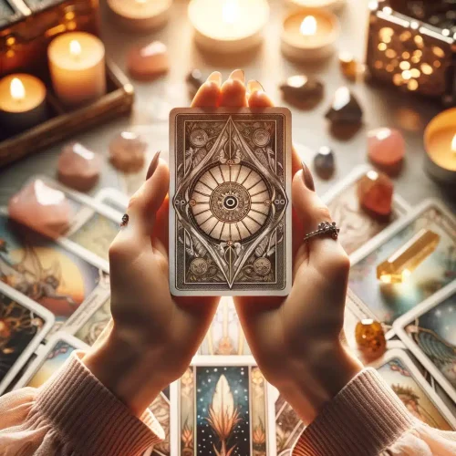 Tarot cards in the hands of a woman