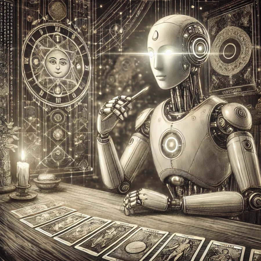 AI Robot with tarot cards